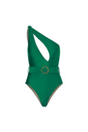 Conjunto elegante de traje de baño verde sin espalda