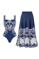 Conjunto de traje de baño con estampado étnico