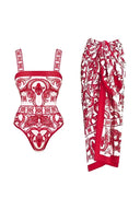 Conjunto de traje de baño de una pieza con estampado étnico