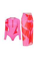 Colorblock badpakset met lange mouwen voor surfen