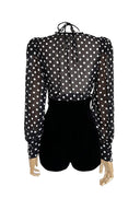 Gilda Gepunktete Langarm Bluse