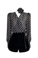 Gilda Gepunktete Langarm Bluse
