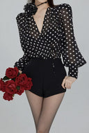 Gilda Gepunktete Langarm Bluse