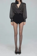 Gilda Gepunktete Langarm Bluse