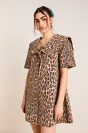 Leopar Desenli Mini Elbise