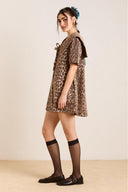 Leopar Desenli Mini Elbise