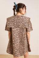 Leopar Desenli Mini Elbise