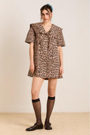 Leopar Desenli Mini Elbise