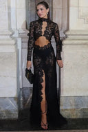 Vestido maxi romântico de renda floral