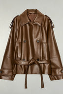 Vintage-Lederjacke mit zweireihiger Knopfleiste