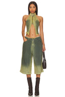 Top corto in denim all'americana