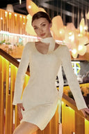 Vestido de malha curto com laço
