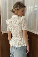 Kanten blouse met opstaande kraag