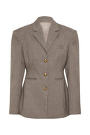 Sacou cu curea și model houndstooth