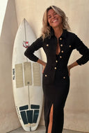 Einfarbiges Jeans-Midikleid