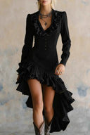 Asymmetrisches Midikleid mit Rüschen