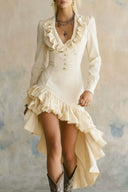 Asymmetrisches Midikleid mit Rüschen