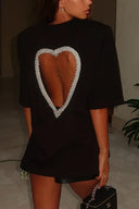 Top met hartvormige uitsnijding en strass