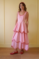 Midi-Kleid mit U-Ausschnitt und Lagenrock