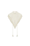 Cremefarvet cropped vest med broderi og frynser