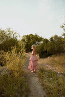 Midi-Kleid mit U-Ausschnitt und Lagenrock