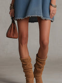 Mini-robe en denim bleu délavé