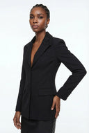 Schwarzer Blazer mit floralem Spitzeneinsatz