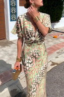 Robe longue à col V avec détail noué