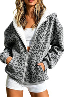 Jas met luipaardprint, capuchon en ritssluiting