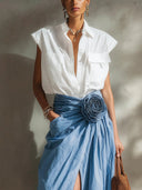 Conjunto de camisa de algodón y falda floral