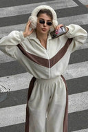 Conjunto casual de cárdigan con cremallera y pantalones