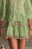Robe verte en mousseline à imprimé léopard