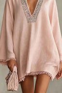 Boho-Minikleid mit Strassfransen