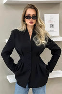 Blazer met V-hals die de taille accentueert
