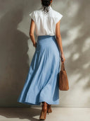 Conjunto de camisa de algodón y falda floral