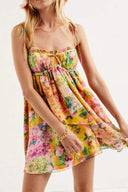 Mona Blumenbedrucktes Chiffon Mini-Kleid