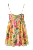 Mona Blumenbedrucktes Chiffon Mini-Kleid