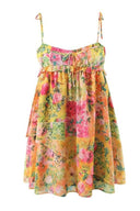 Mona Blumenbedrucktes Chiffon Mini-Kleid