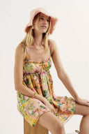 Mona Blumenbedrucktes Chiffon Mini-Kleid