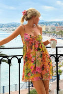 Mona Blumenbedrucktes Chiffon Mini-Kleid