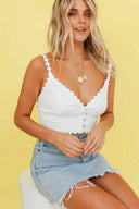 Quicy Spitzenbesatz Gerafftes Baumwoll-Cami-Top