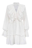 Sharon V-Ausschnitt Rüschchen Mini-Kleid