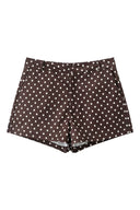 Conjunto de pantalones cortos de lunares con cuello mao