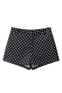 Conjunto de pantalones cortos de lunares con cuello mao