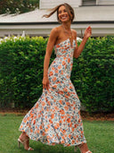 Sue blomsterprint halterneck maxi sommerkjole