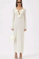 Trista bloemen maxi-jurk met V-hals en split van polyester