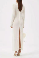 Trista bloemen maxi-jurk met V-hals en split van polyester
