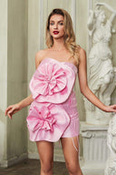 Venus Blumen Trägerloses Mini-Kleid