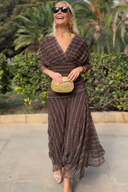 Robe longue en maille à motif bohème et col en V