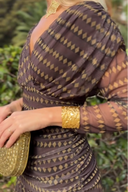 Robe longue en maille à motif bohème et col en V